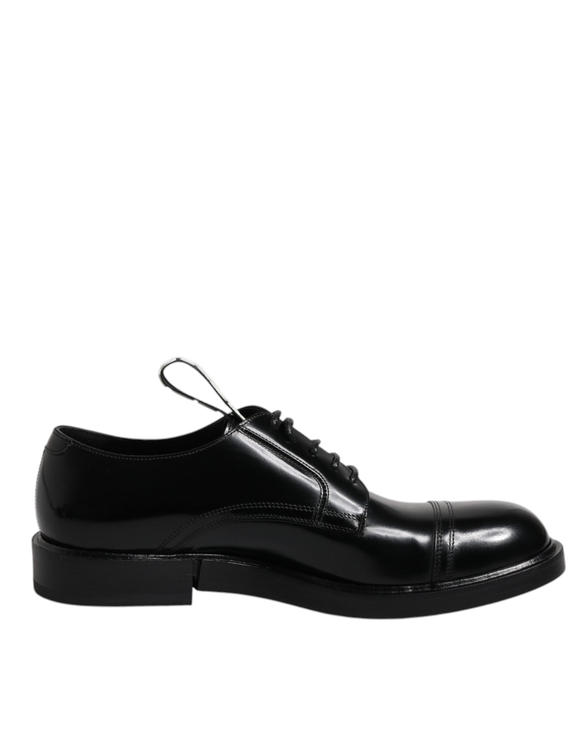 Dolce & Gabbana Dolce & Gabbana Black Patent Leather Derby Lace Up Formal Dress Men's Shoes