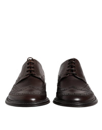 Dolce & Gabbana Dolce & Gabbana Brown Leather Derby Wingtip Lace Up Formal Dress Men's Shoes