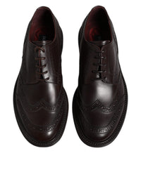 Dolce & Gabbana Dolce & Gabbana Brown Leather Derby Wingtip Lace Up Formal Dress Men's Shoes