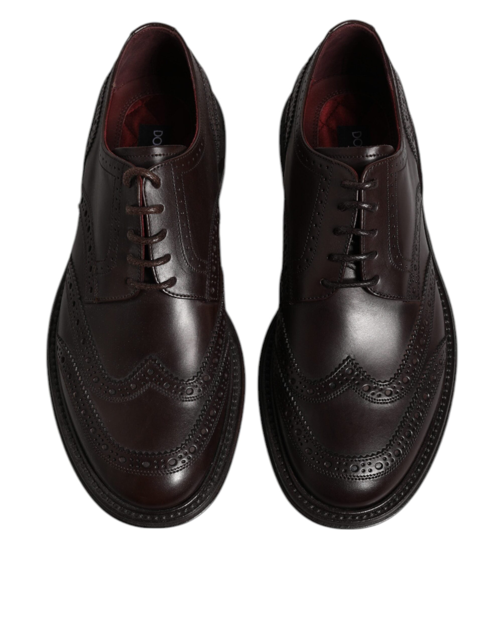 Dolce & Gabbana Dolce & Gabbana Brown Leather Derby Wingtip Lace Up Formal Dress Men's Shoes