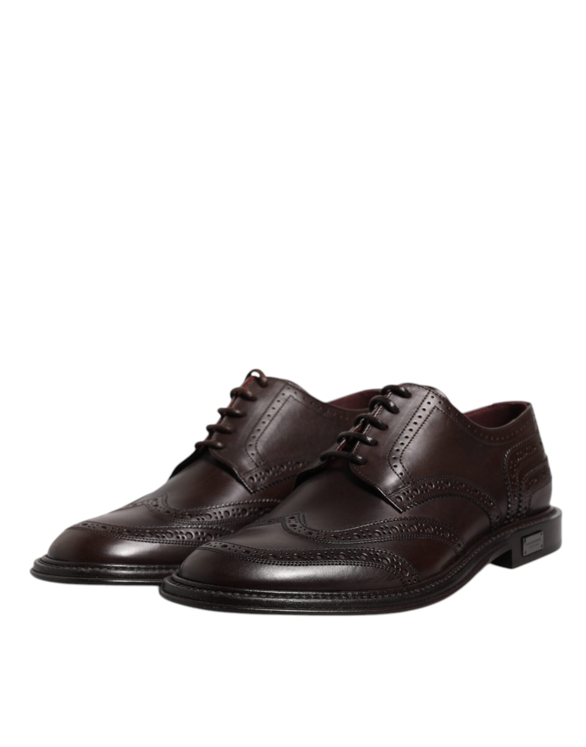 Dolce & Gabbana Dolce & Gabbana Brown Leather Derby Wingtip Lace Up Formal Dress Men's Shoes