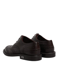 Dolce & Gabbana Dolce & Gabbana Brown Leather Derby Wingtip Lace Up Formal Dress Men's Shoes