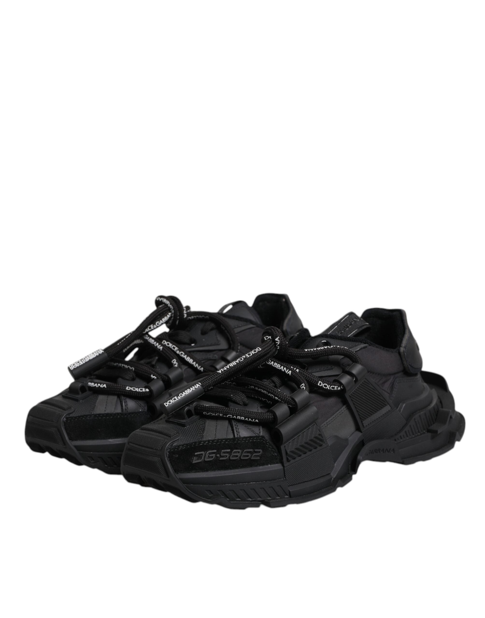 Dolce & Gabbana Black Low Top Space Lace Up Sneakers Men's Shoes