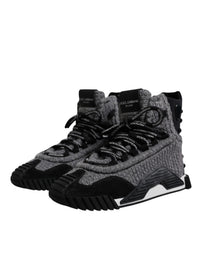 Dolce & Gabbana Gray Black NS1 High Top Boots Sneakers Women's Shoes