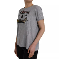 Dolce & Gabbana Gray Cotton L'Amore E'Bellezza Top Women's T-shirt