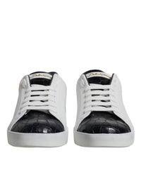 Dolce & Gabbana White Black Leather Portofino Sneakers Men's Shoes