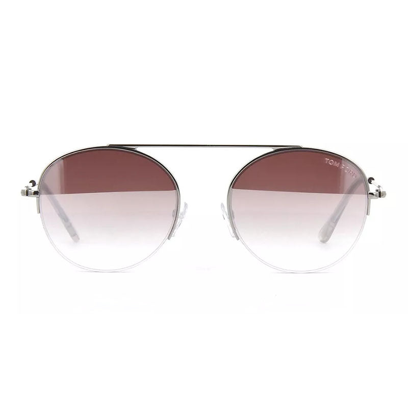 Tom Ford Tom Ford Sunglasses Browline Full Rim, Shiny Palladium Frame and Pink Gradient Mirror Lens FT066816Z