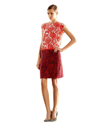 Gucci Gucci Red & Burgundy Floral Silk Sleeveless Runway Dress