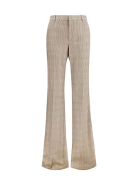 Saint Laurent Women Prince Of Wales Houndstooth Wool Flared Pants