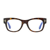Tom Ford Eyeglasses Square Full Rim, Dark Havana Frame and Clear Blue Light Block Lens FT5040-B052