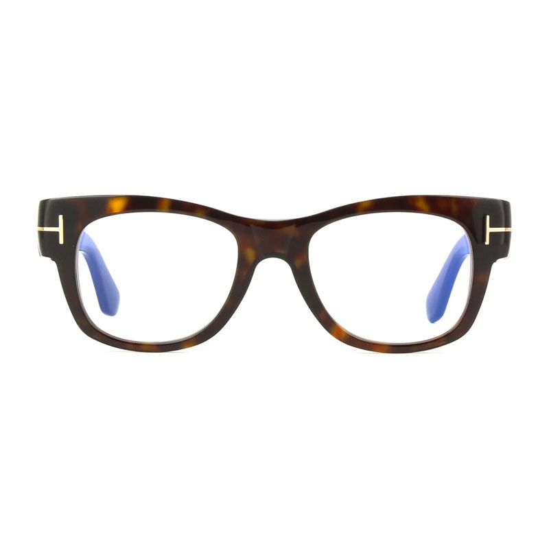 Tom Ford Eyeglasses Square Full Rim, Dark Havana Frame and Clear Blue Light Block Lens FT5040-B052