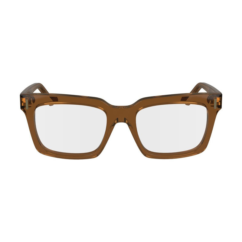 Salvatore Ferragamo Eyeglasses Square Full Rim, Transparent Brown Frame and Clear Demo Lens Lens SF2993232