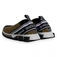Dolce & Gabbana Gold Rhinestones Sorrento Sneakers Men's Shoes