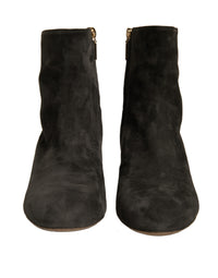 Dolce & Gabbana Black Embellished Heel Ankle Boots Women's Shoes