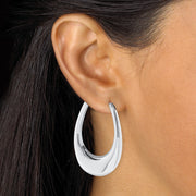 PalmBeach Jewelry Sterling Silver Puffed Hoop Earrings (43mm)