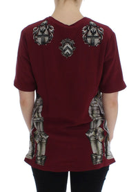 Dolce & Gabbana Red Knight Print Silk Blouse Women's T-shirt