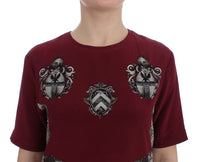 Dolce & Gabbana Red Knight Print Silk Blouse Women's T-shirt