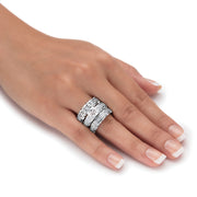 PalmBeach Jewelry Silvertone Princess Cut Cubic Zirconia Bridal Ring Set Sizes 6-10