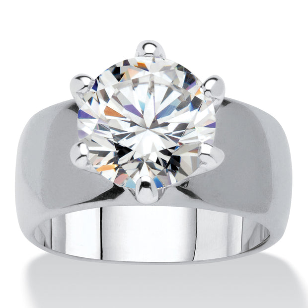 PalmBeach Jewelry Silvertone Round Cubic Zirconia Solitaire Engagement Ring Sizes 5-10