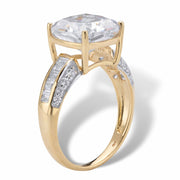 PalmBeach Jewelry 10K Yellow Gold Cushion Cubic Zirconia Engagement Ring Sizes 5-10