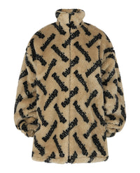 Balenciaga Womens Allover Logo Fleece Jacket