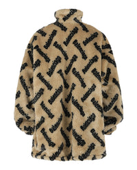 Balenciaga Womens Allover Logo Fleece Jacket