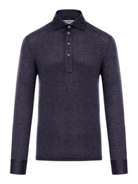 Brunello Cucinelli Brunello Cucinelli Men Long-Sleeved Polo Shirt In Light Silk And Cotton Jersey With Shirt Collar