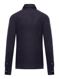 Brunello Cucinelli Brunello Cucinelli Men Long-Sleeved Polo Shirt In Light Silk And Cotton Jersey With Shirt Collar