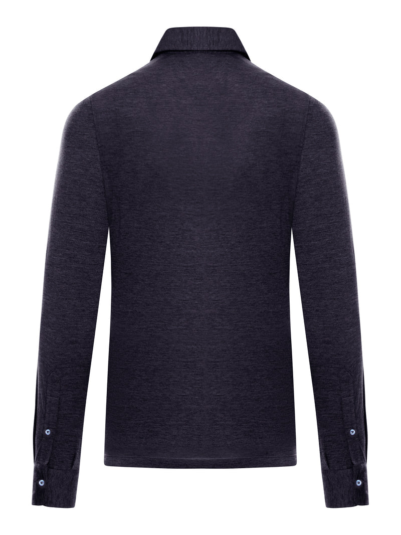 Brunello Cucinelli Brunello Cucinelli Men Long-Sleeved Polo Shirt In Light Silk And Cotton Jersey With Shirt Collar