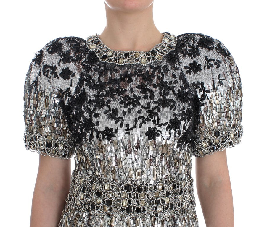 Dolce & Gabbana Crystal Silver Runway Handmade Women's Dress
