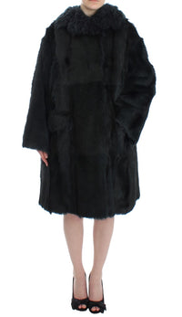 Dolce & Gabbana Dolce & Gabbana Black Goat Fur Shearling Long Jacket Women's Coat