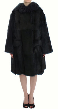 Dolce & Gabbana Dolce & Gabbana Black Goat Fur Shearling Long Jacket Women's Coat