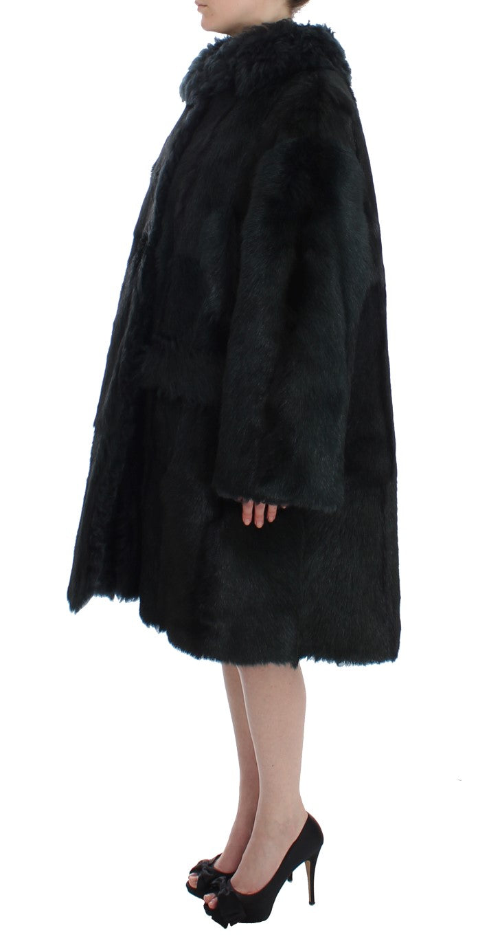 Dolce & Gabbana Dolce & Gabbana Black Goat Fur Shearling Long Jacket Women's Coat