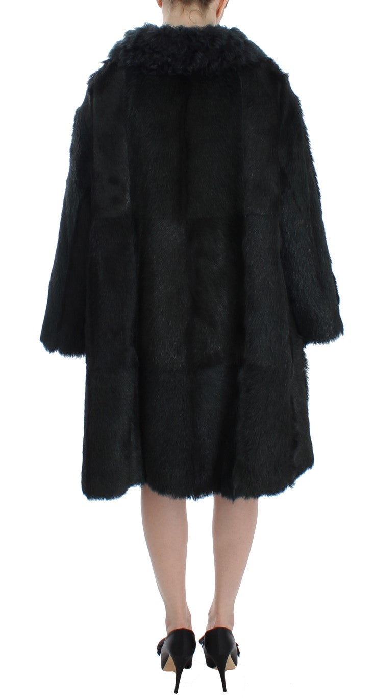 Dolce & Gabbana Dolce & Gabbana Black Goat Fur Shearling Long Jacket Women's Coat