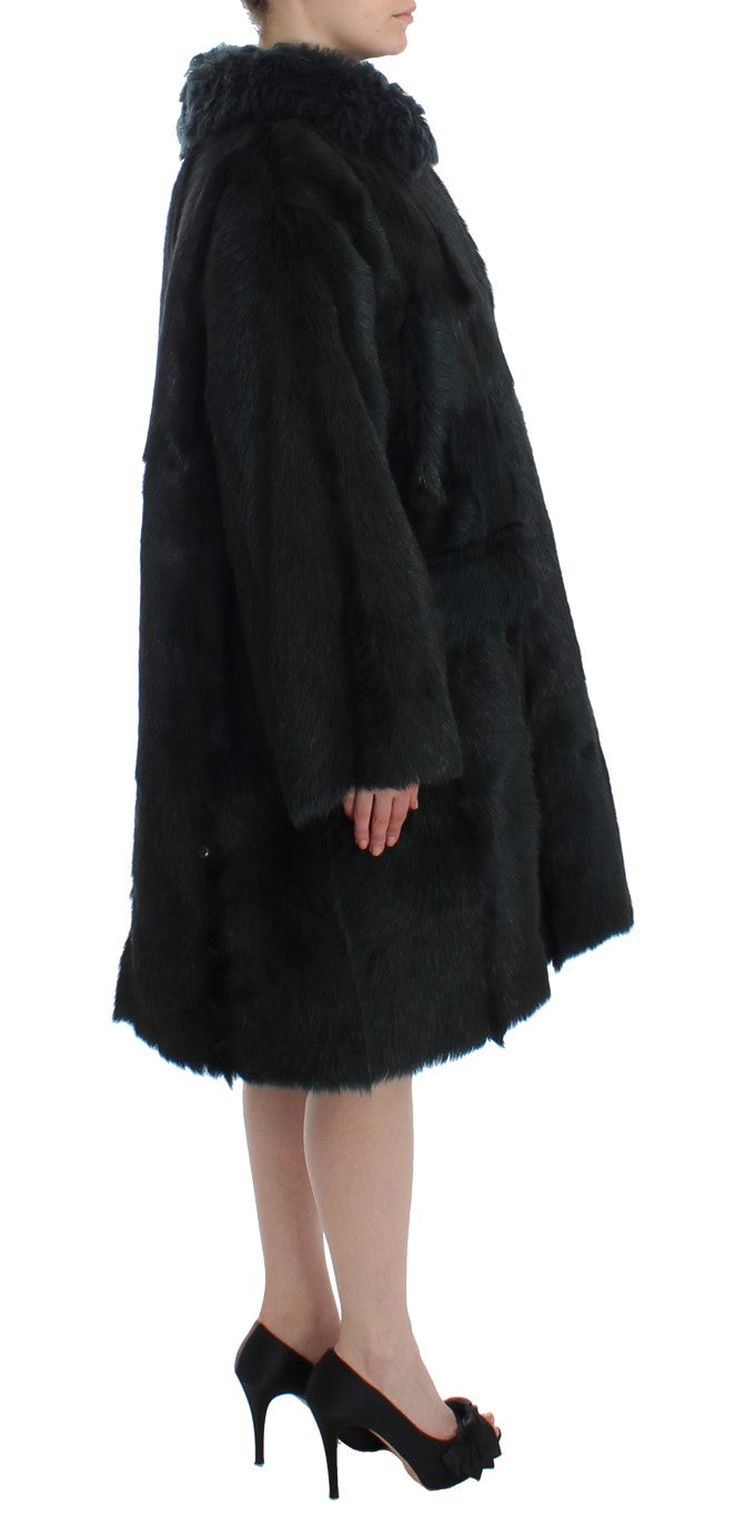 Dolce & Gabbana Dolce & Gabbana Black Goat Fur Shearling Long Jacket Women's Coat