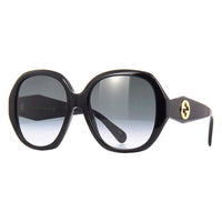 Gucci Sunglasses Butterfly Full Rim, Black Frame and Grey Lens GG0796S001