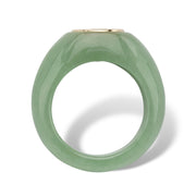 PalmBeach Jewelry 10K Yellow Gold Round Genuine Green Jade Fortune Ring Sizes 6-10