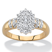 PalmBeach Jewelry Yellow Gold-plated Genuine Diamond Accent Cluster Engagement Ring Sizes 6-10