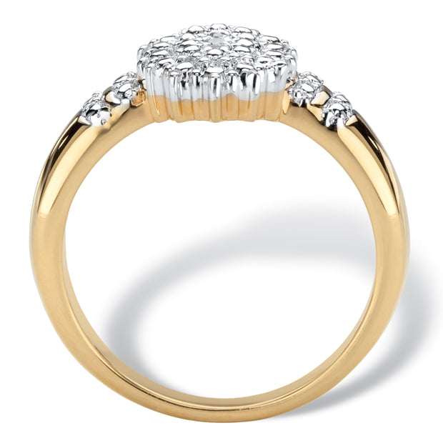 PalmBeach Jewelry Yellow Gold-plated Genuine Diamond Accent Cluster Engagement Ring Sizes 6-10