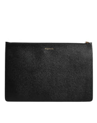 Dolce & Gabbana Dolce & Gabbana Black Leather #DGFAMILY Embellished Men Zip Pouch Men's Bag