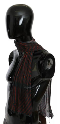 Costume National Black Red Viscose Foulard Branded Men's Scarf