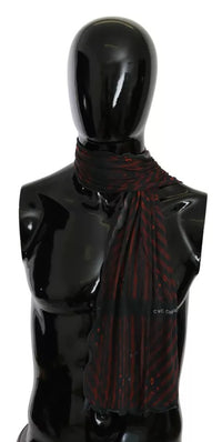 Costume National Black Red Viscose Foulard Branded Men's Scarf