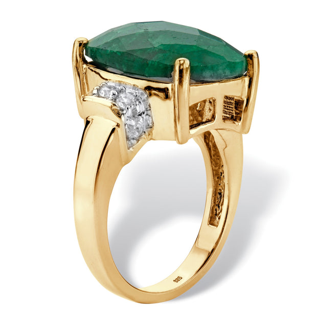 PalmBeach Jewelry Yellow Gold-plated Sterling Silver Emerald Cut Genuine Green Emerald and Round Genuine Tanzanite Ring Sizes 6-10