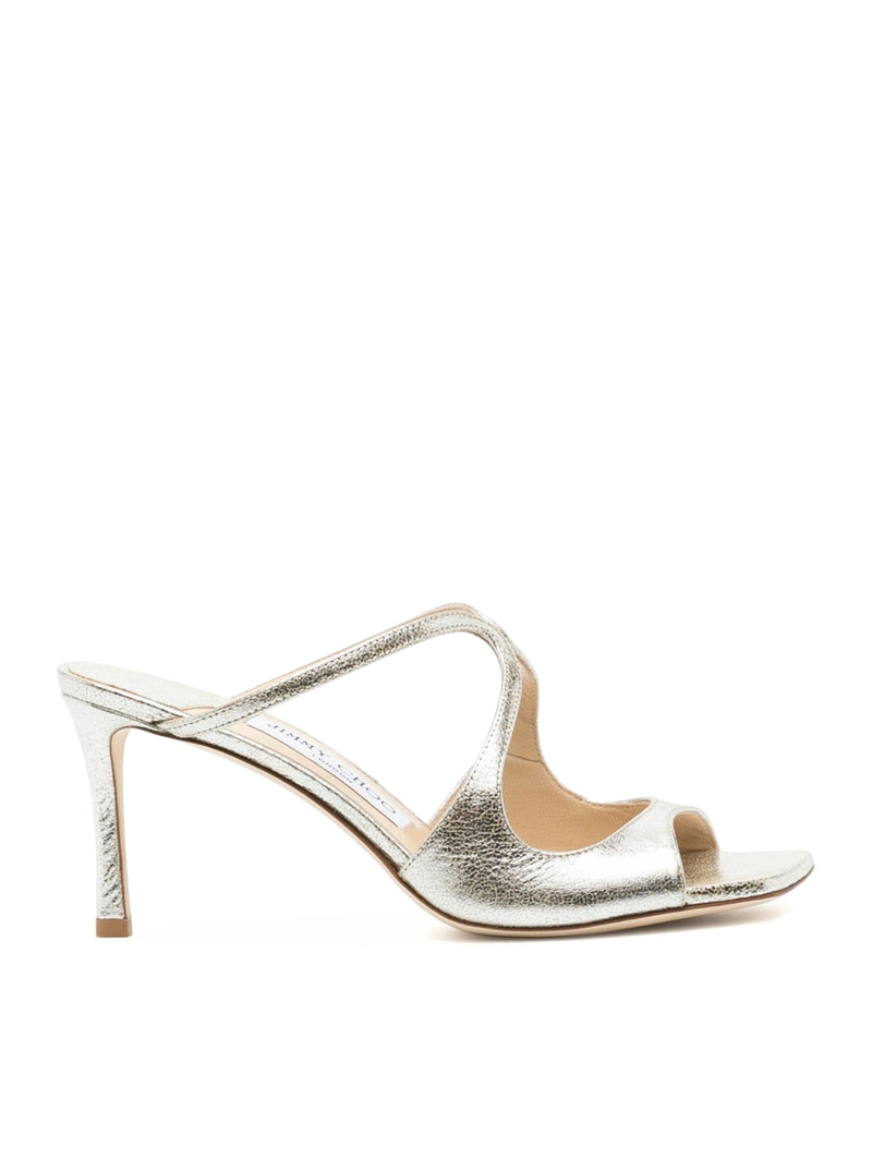 Jimmy Choo Women Champagne Laminated Leather Clogs