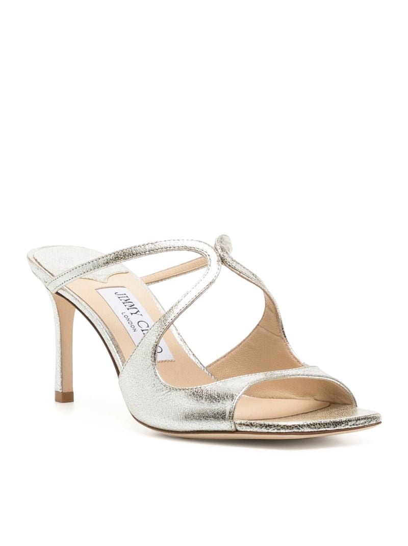 Jimmy Choo Women Champagne Laminated Leather Clogs