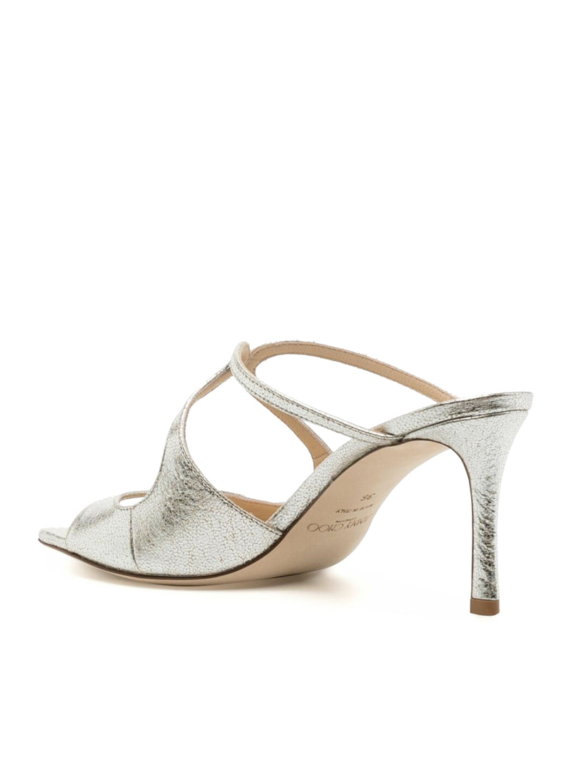 Jimmy Choo Women Champagne Laminated Leather Clogs