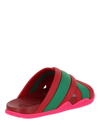 Gucci Womens Rubber Web Striped Sandals