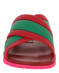 Gucci Womens Rubber Web Striped Sandals
