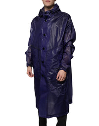 Dolce & Gabbana Dark Blue Cotton Hooded Men Raincoat Men's Jacket