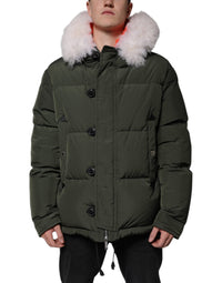 Dsquared² Green Hooded Long Sleeves Fur Shearling Men's Jacket